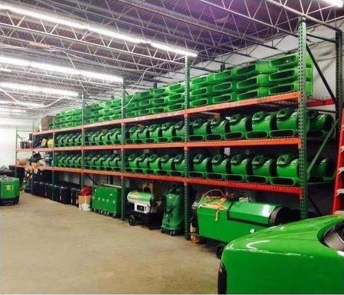 a warehouse with special machines for the restoration of storm and flood damage